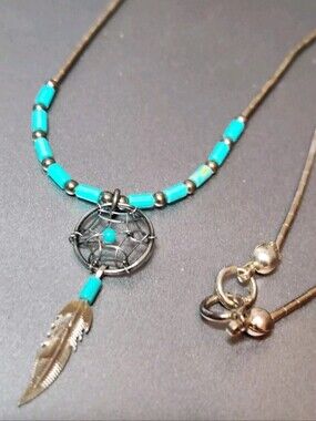 Southwestern Native American Style Necklace Dreamcatcher Silver 925 & Turquoise